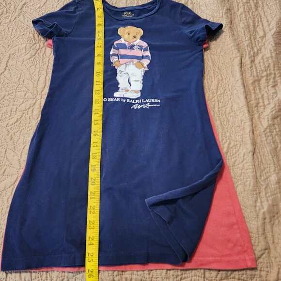 Bundle of 2 Polo Ralph Lauren t-shirt dresses sz 7 girls Bear applique - Picture 11 of 13